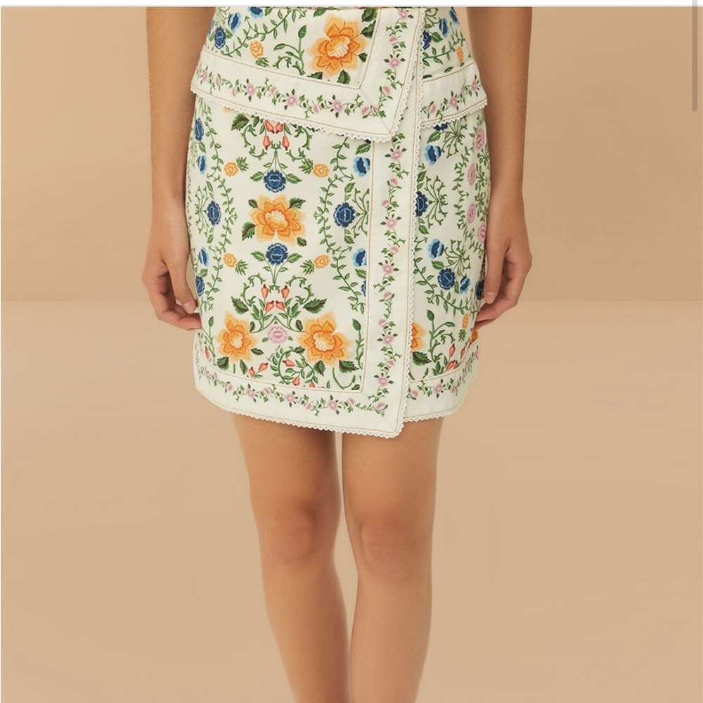 Farm Rio Folk Floral Mini Skirt